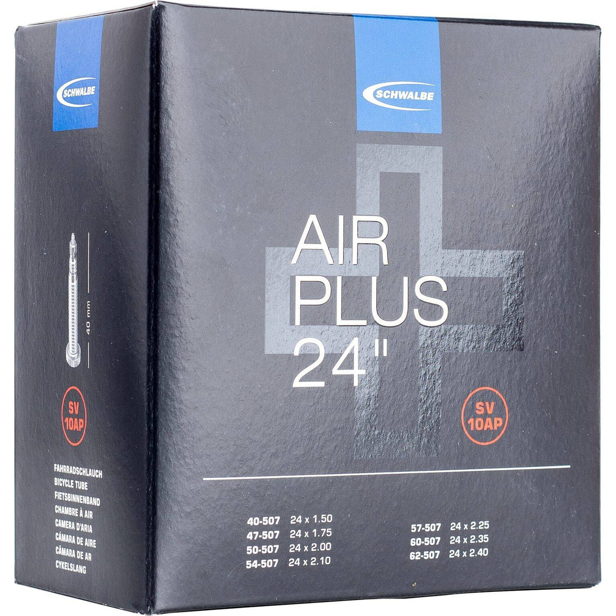 Schwalbe binnenband Sv10Ap Air Plus 24 inch, voor fiets met 24x1.50 tot 2.40 banden, 40mm ventiel lengte