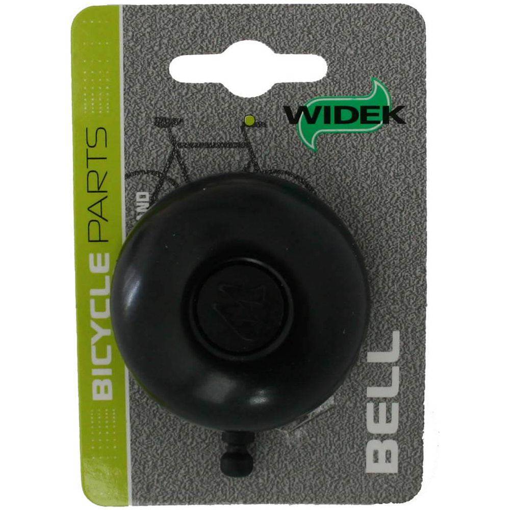 Zwart Widek Bel Racebel 3 fietsbellen op kaart met kleurrijke knoppen, voor fietsverlichting en veiligheid.