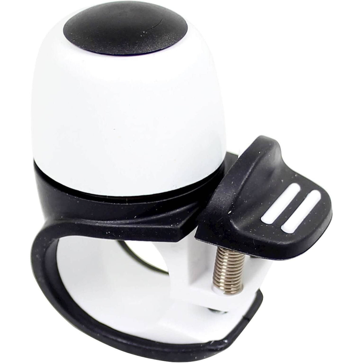 Breed Widek Compact 2 Mini fietbel met ronde metalen belknop en zwart rubberen ring, ideaal voor fietsen.