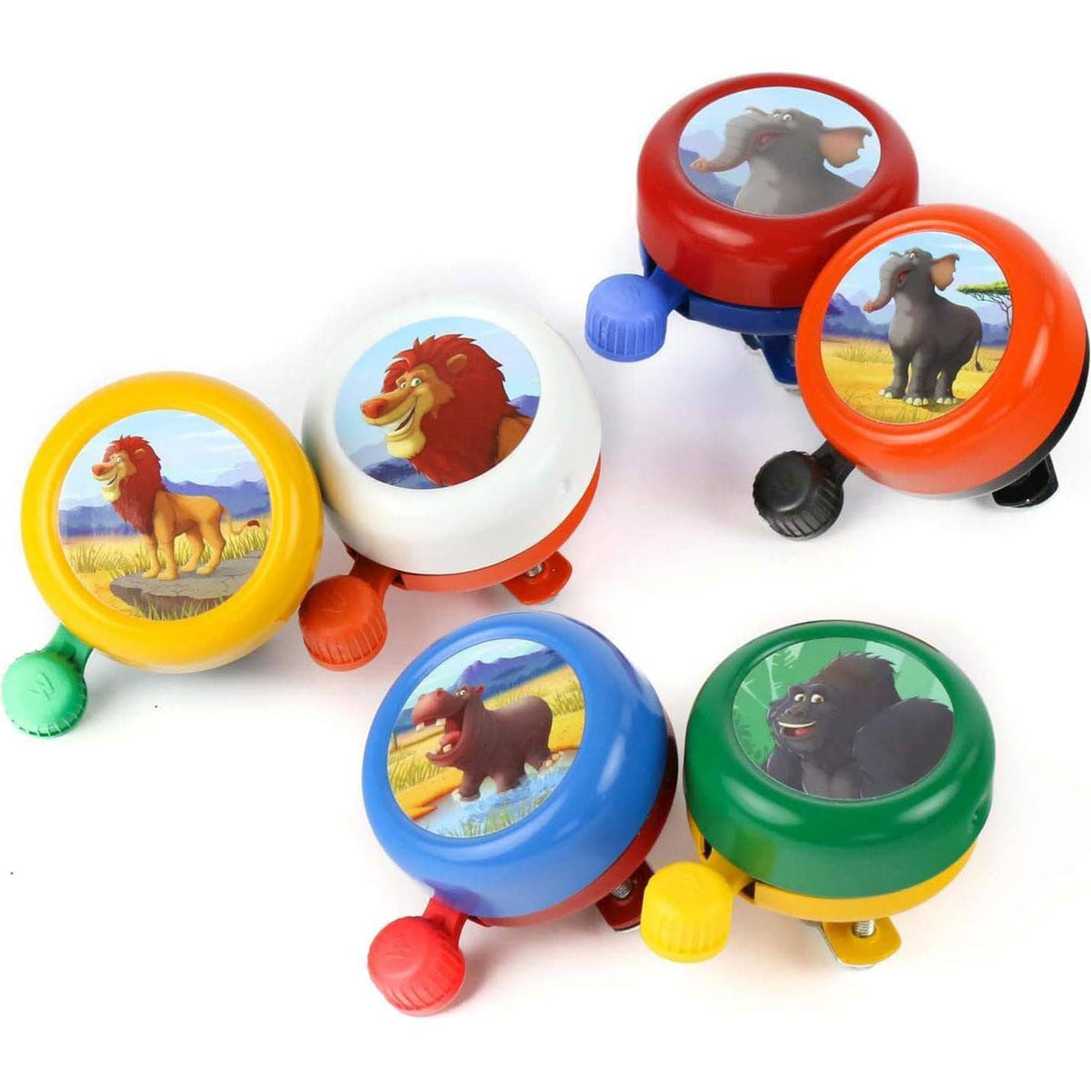 Brede Widek kinderbel Animal Kingdom met vrolijke dierenafbeeldingen, geschikt voor kinderfietsen.