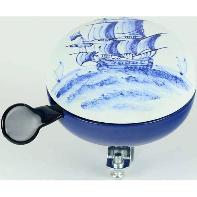 Breed Widek Ding Dong Delfts Blauw fietbel met 80 mm diameter, traditionele blauwe Delfts blauwe decoratie.