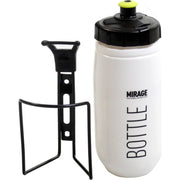 Mirage bidon met houder, 600 cc, kunststof sportfles voor hydratatie tijdens activiteiten, zwart met dubbele houder.