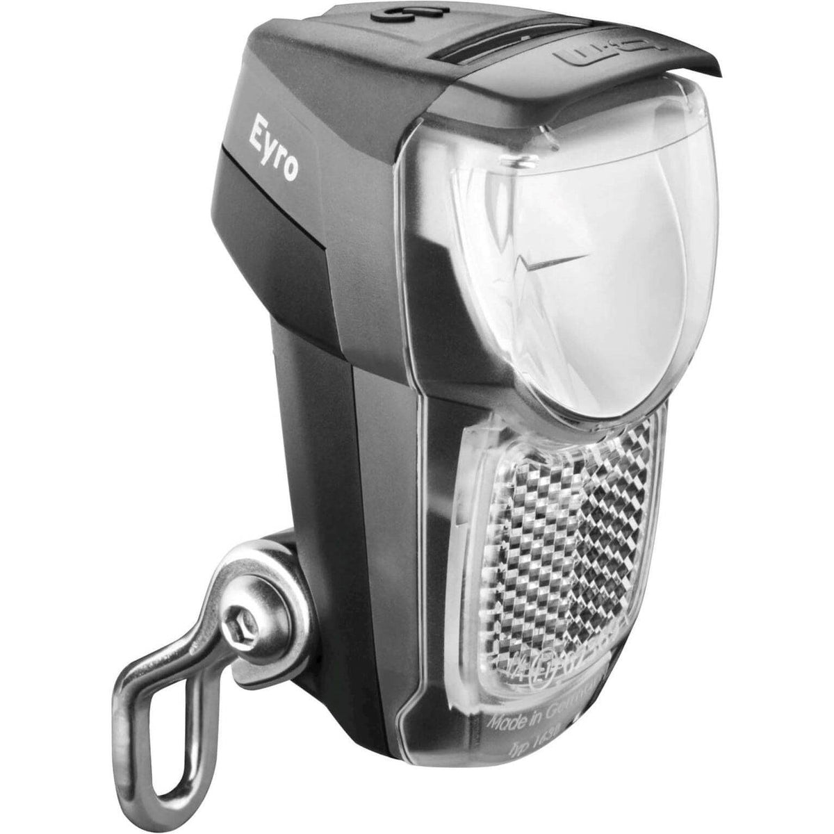 Busch & Müller Eyro USB koplamp met 30/10 Lux voor fiets, heldere verlichting, compact design en USB-oplaadbare batterij.