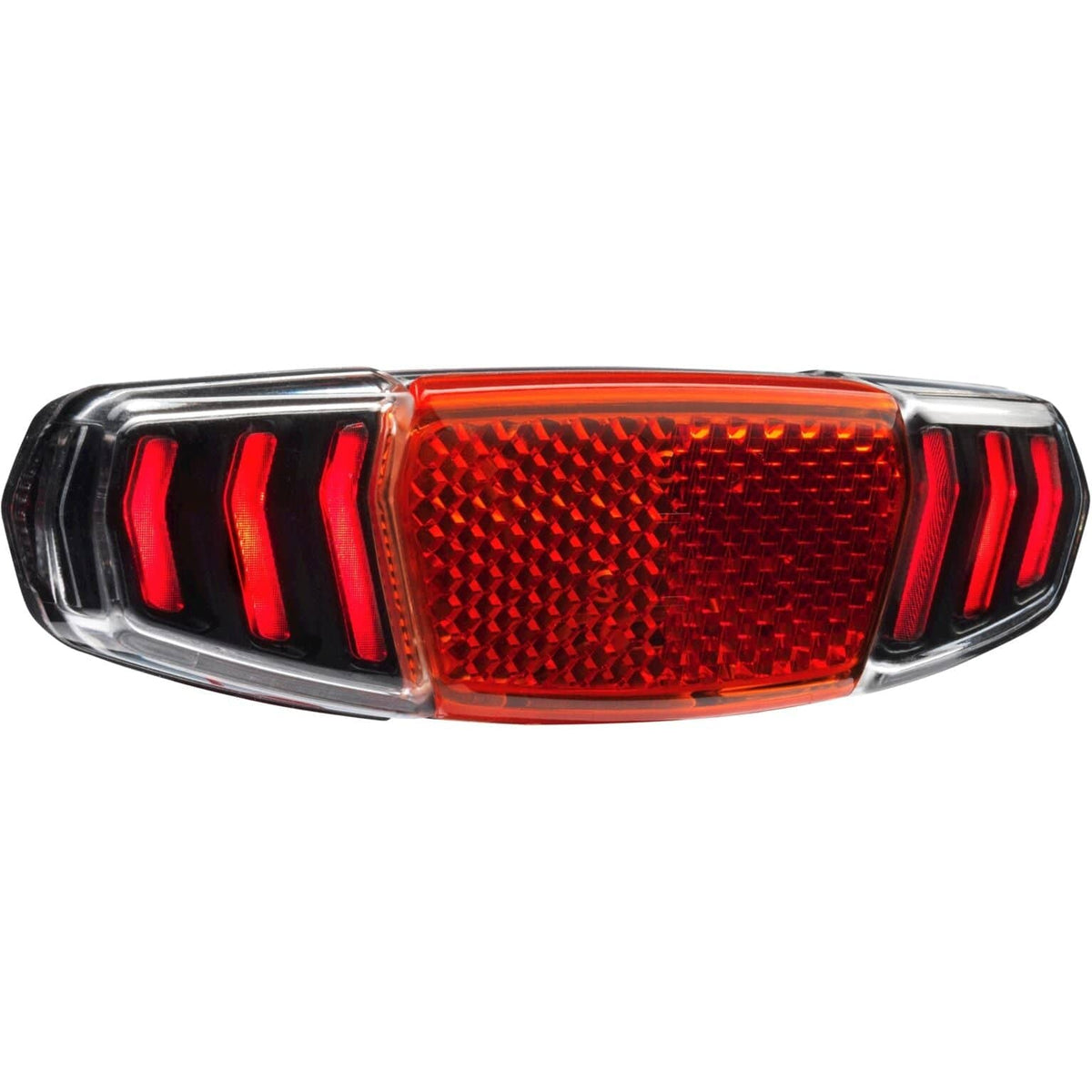 Busch & Müller achterlicht Toplight Dart dynamo, duidelijk zichtbaar met LED-verlichting en bevestigingsbeugel voor fietsers.