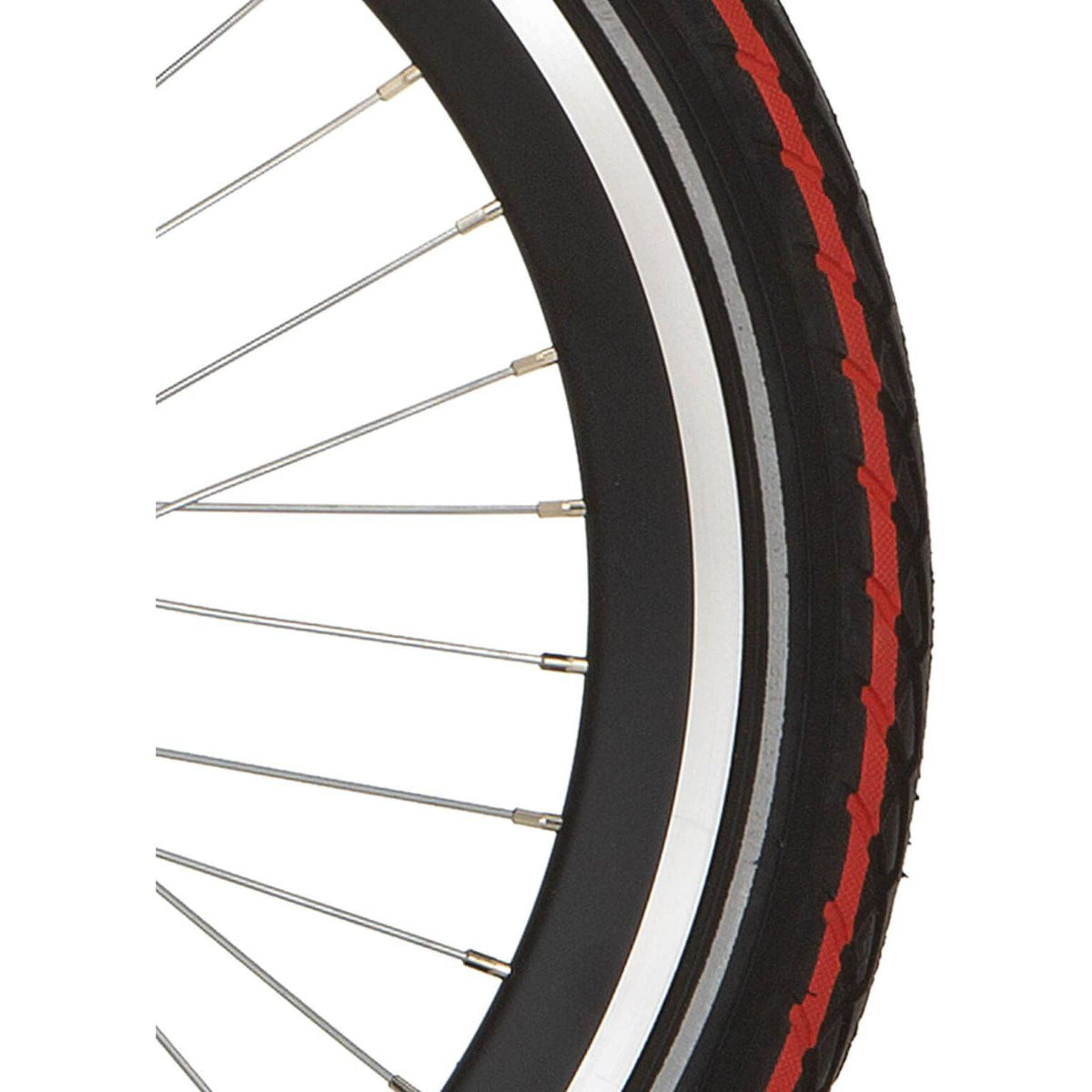 Deli Tire stadsfiets buitenband SA-206 20x1.75 zwart met rode streep en reflectie, geschikt voor stadsfietsen