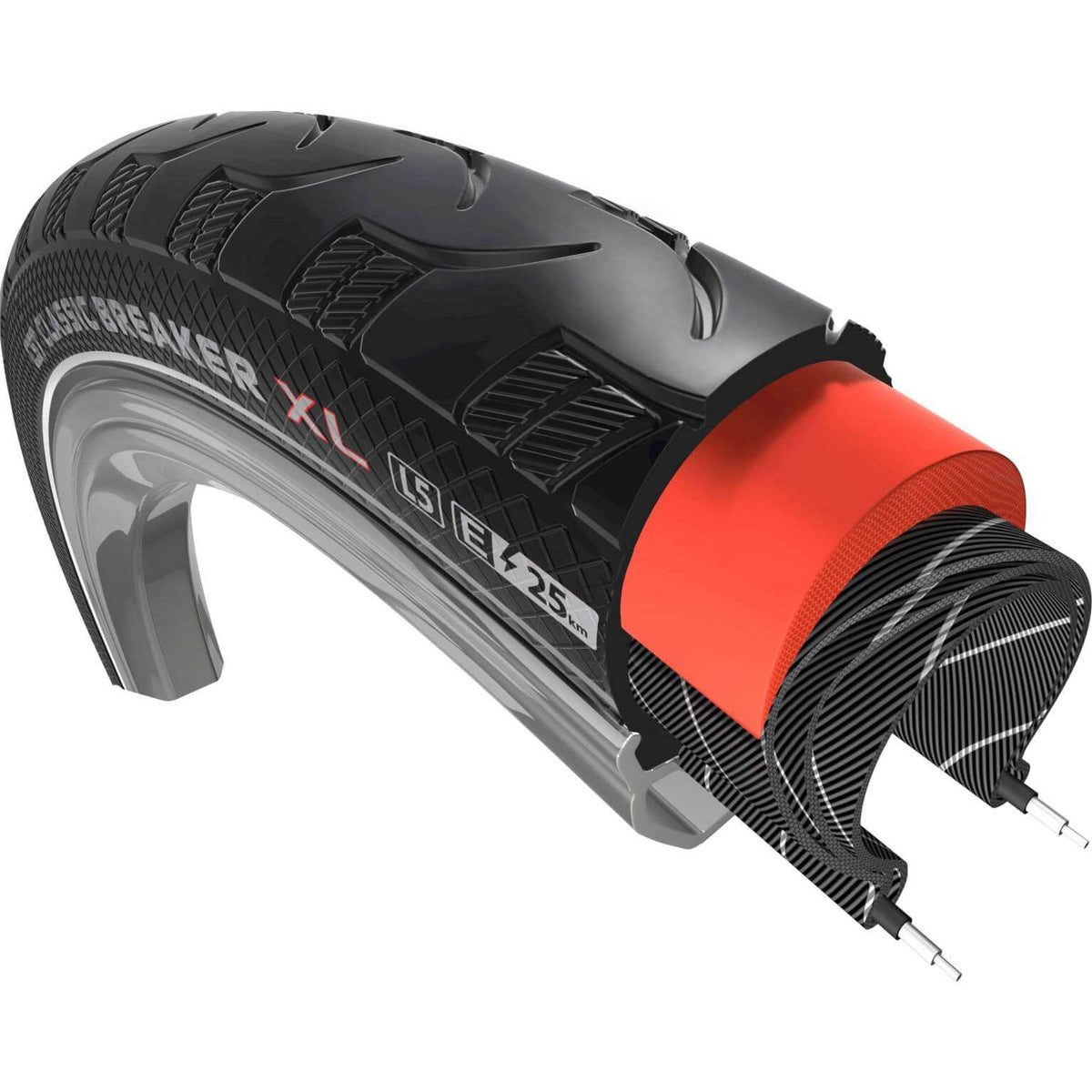 CST Classic Breaker XL 28x1,5 stadsfietsband met reflecterende lijnen, zwarte buitenband voor stadsfietsen.