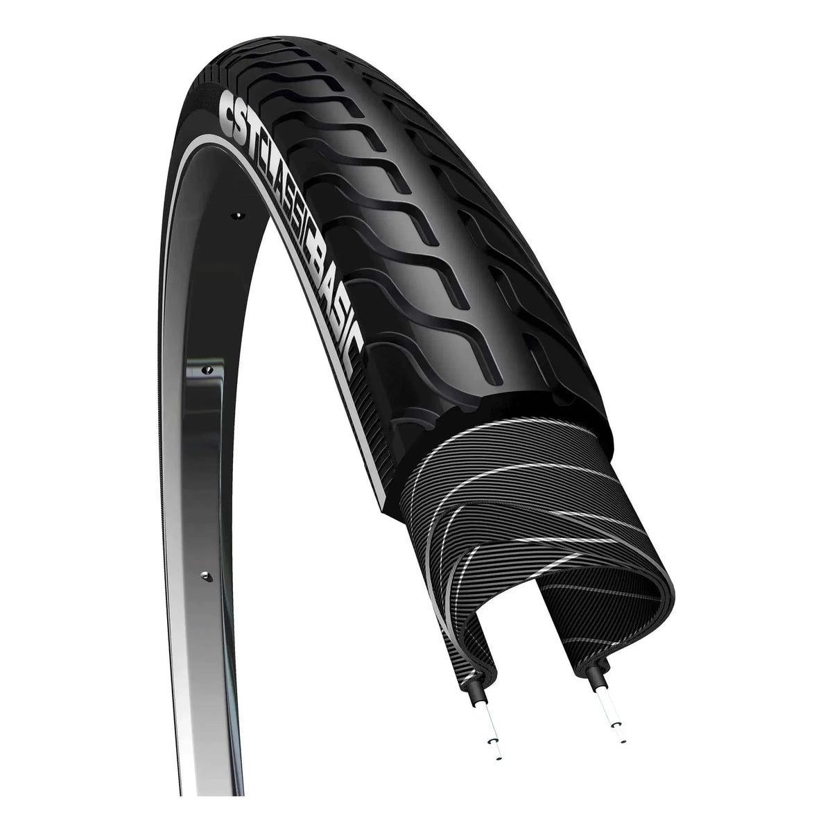 CST 28-inch E-bike buitenband BasicZwart met reflectie, stevige fietsband voor buitengebruik