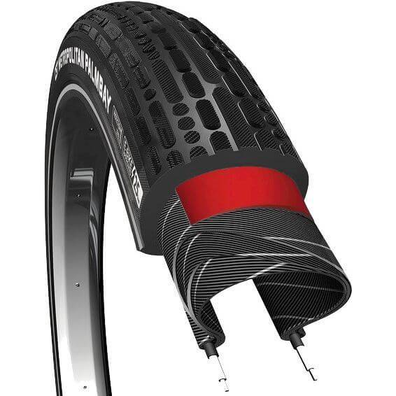 CST Buitenband Palmbay 28x2.00 stadsfiets band in zwart met reflecterende lijnen, geschikt voor stadsfietsen.