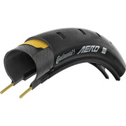 Zwarte Continental 28-inch Aero racefietsband met Vectran Breaker en TLR technologie, vouwband voor snelheid en duurzaamheid