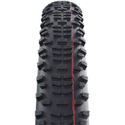 Zwarte Schwalbe MTB Vouwband Racing Ralph Super Ground 26x2.25 inch, band voor mountainbikes op een witte achtergrond