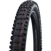 Zwarte Schwalbe MTB buitenband 27.5" Eddy Current Front TLE ADDIX Soft Super Trail 70-584, vouwband, zichtbaar in close-up