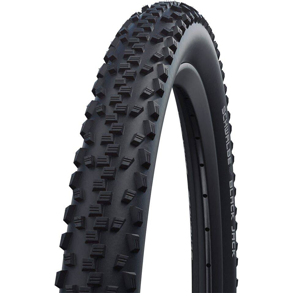 Zwarte Schwalbe Black Jack MTB buitenband 16" met K-Guard bescherming en maat 47-305 op een fiets.