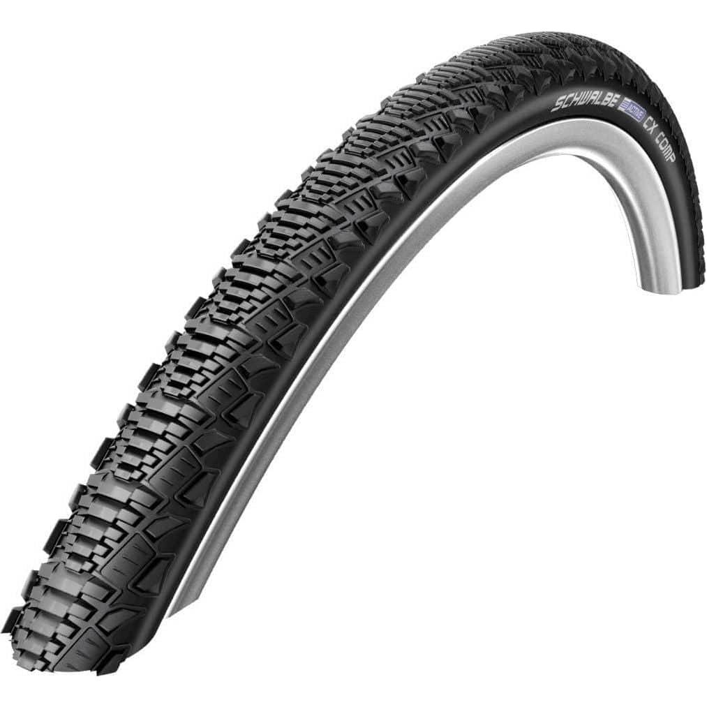 Zwarte Schwalbe CX Comp 26x2.00 stadsfiets buitenband met reflectie, lichte en duurzame banden voor stadsverkeer.