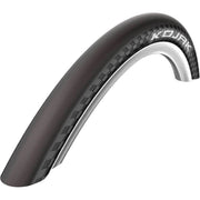 Zwarte Schwalbe Kojak R-Guard 28x1.35 stadsfietsband, vouwband, geschikt voor stadsfietsen, zichtbaar op de afbeelding.
