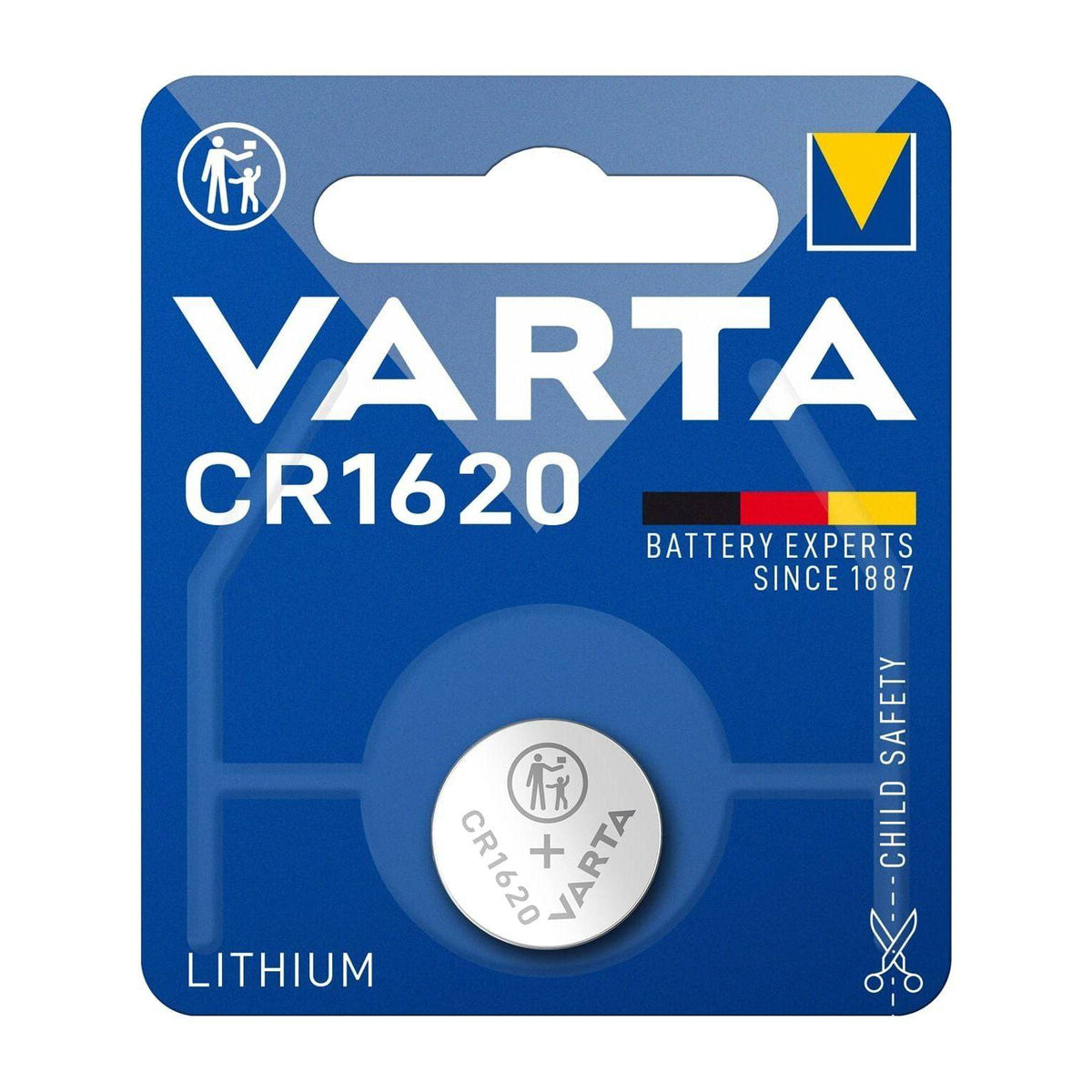 Varta CR1620 knoopcel batterij van 3V, originele lithium cel voor horloges, sleutelhangers en kleine elektronische apparaten