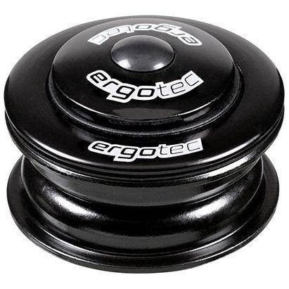 Zwarte Ergotec A118Sac balhoofdset 1-1/8" semi-geïntegreerd voor fiets, zichtbaar met stuurpen en vork.