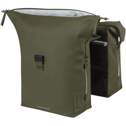 Basil Dubbele Fietstas Soho Nordlicht Mik 41 Liter 31 X 13 X 37 Cm - Mosgroen - Le coq wielerartikelen