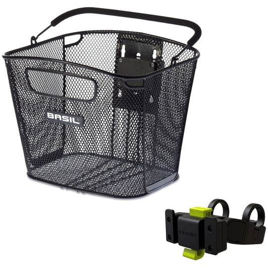 Basil Fietsmand Bold Front Kf 28 X 34 X 27 Cm - Zwart (Met Kf Handlebar Holder) - Le coq wielerartikelen