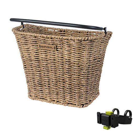 Basil Fietsmand Bremen Rattan Look Met Kf Stuurbochthouder 27 X 35 X 29 Cm - Le coq wielerartikelen