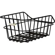 Zwarte Basil Cento fietskoffer van aluminium met dragerbevestiging, afmetingen 45x33x21 cm, voor fietsmanden en accessoires.