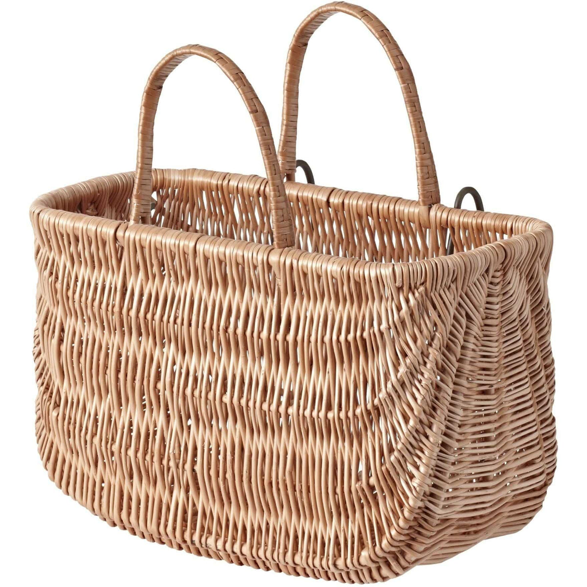 Basil Swing fietsmand van riet, 42x20x26 cm, in naturel gelakt, geschikt voor fietsaccessoires en bagage.