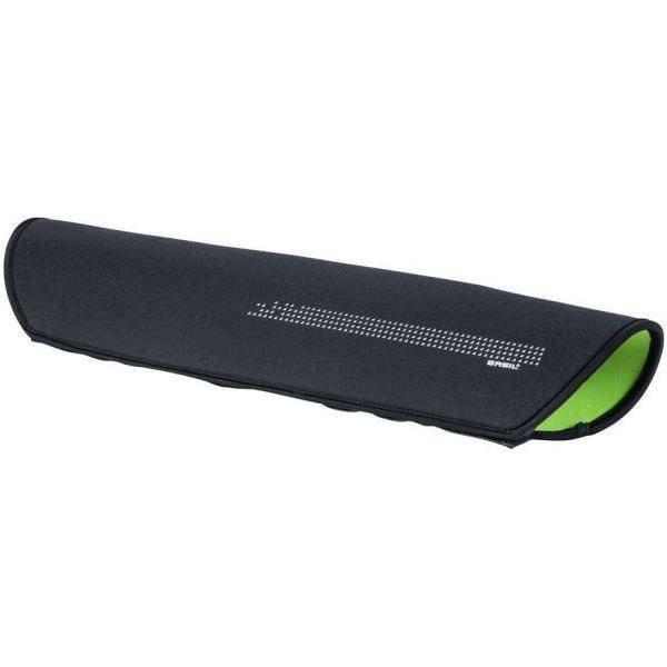Basil geïntegreerde accuhoes voor fiets, universeel, neopreen, zwart met lime, 4,5 mm dikte, beschermt batterij.