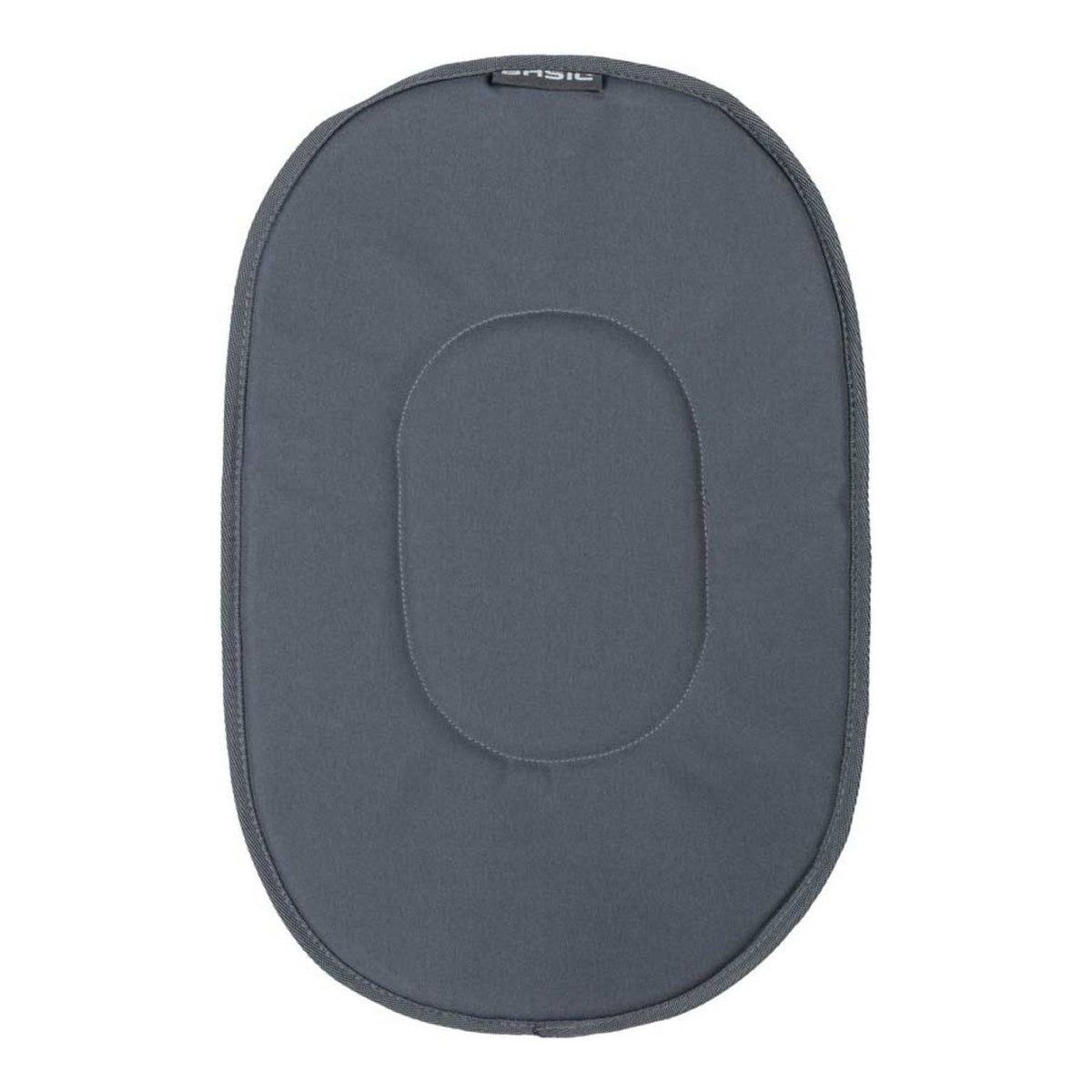 Grijs Basil Pluto kussen voor fietsmanden en fietskratten, comfortabel en stijlvol accessoire voor wielrenners.