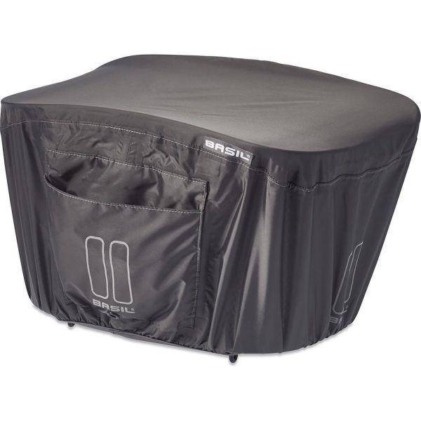 Basil Keep Dry M regenhoes in urban grijs voor fietskratten en manden, waterdicht en flexibel fietsaccessoire