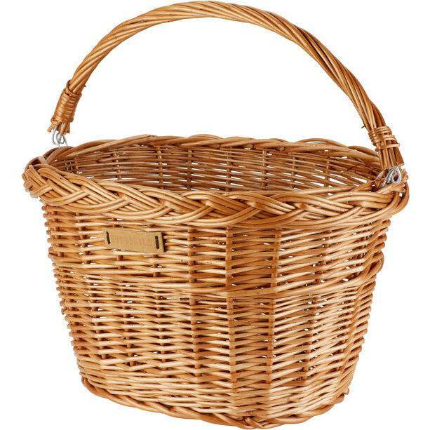 Basil Denver rieten ovale fietsmand 37x27x22 cm in naturel kleur voor fietsaccessoires en bagage
