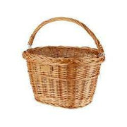Basil Detroit ovale fietsmand van riet, 39x27x22 cm in naturel, met haken voor fietsaccessoires, stijlvolle fietsendrager.