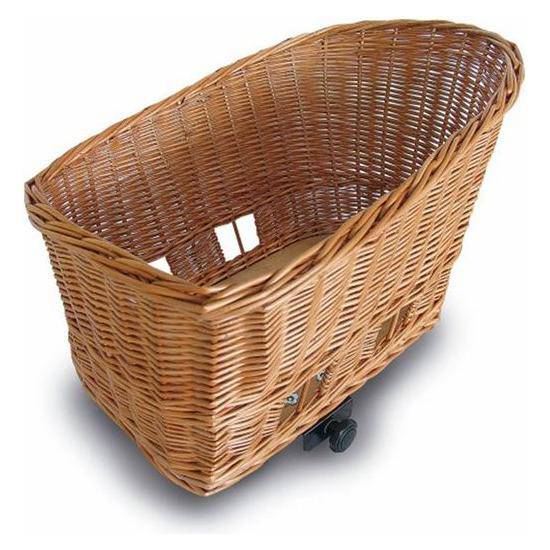 Basil Pasja grote hondenfietsmand van riet, 50 cm, naturel kleur met snelle sluiting, geschikt voor honden en fietsaccessoires