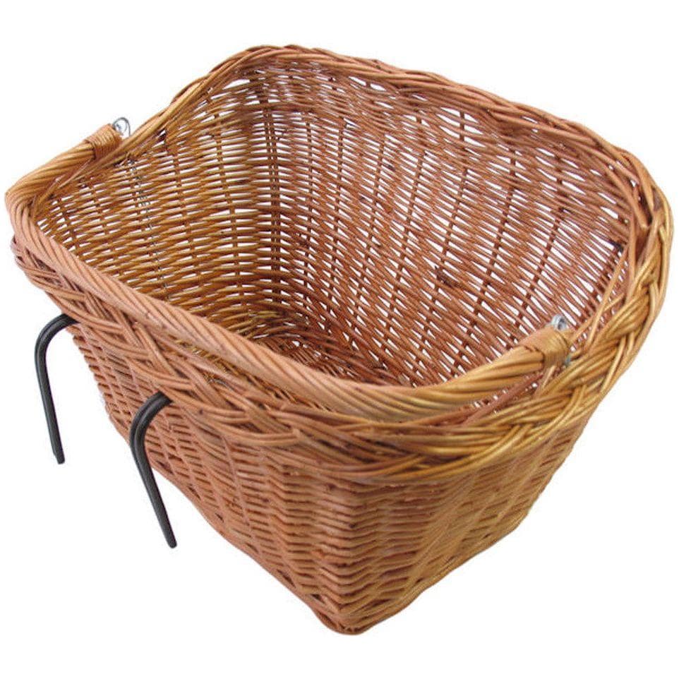 Basil Dublin rieten fietsmand 49x34x27 cm in naturel met haken, geschikt voor fietstassen en accessoires