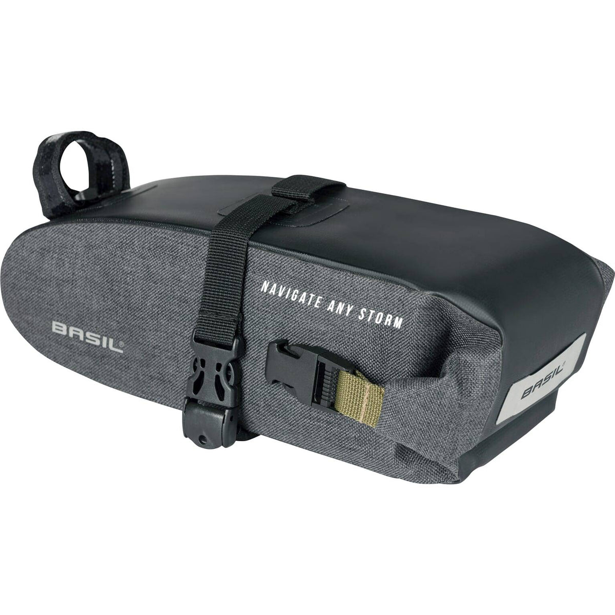 Zwarte Basil Navigator Storm M zadeltas met 1,5 liter waterdicht waterdicht, geschikt voor fietstassen en fietsaccessoires