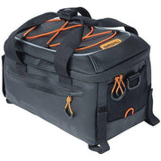 Basil Miles bagagedragertas in zwart-oranje, 7 liter tarpaulin, voor fietsbagage, met verstelbare riem en waterbestendige stof