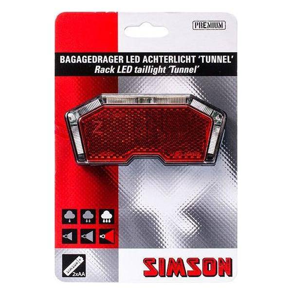 Batterij Bagagedrager Achterlicht Simson Tunnel 3 Led - Auto/On/Off - Le coq wielerartikelen