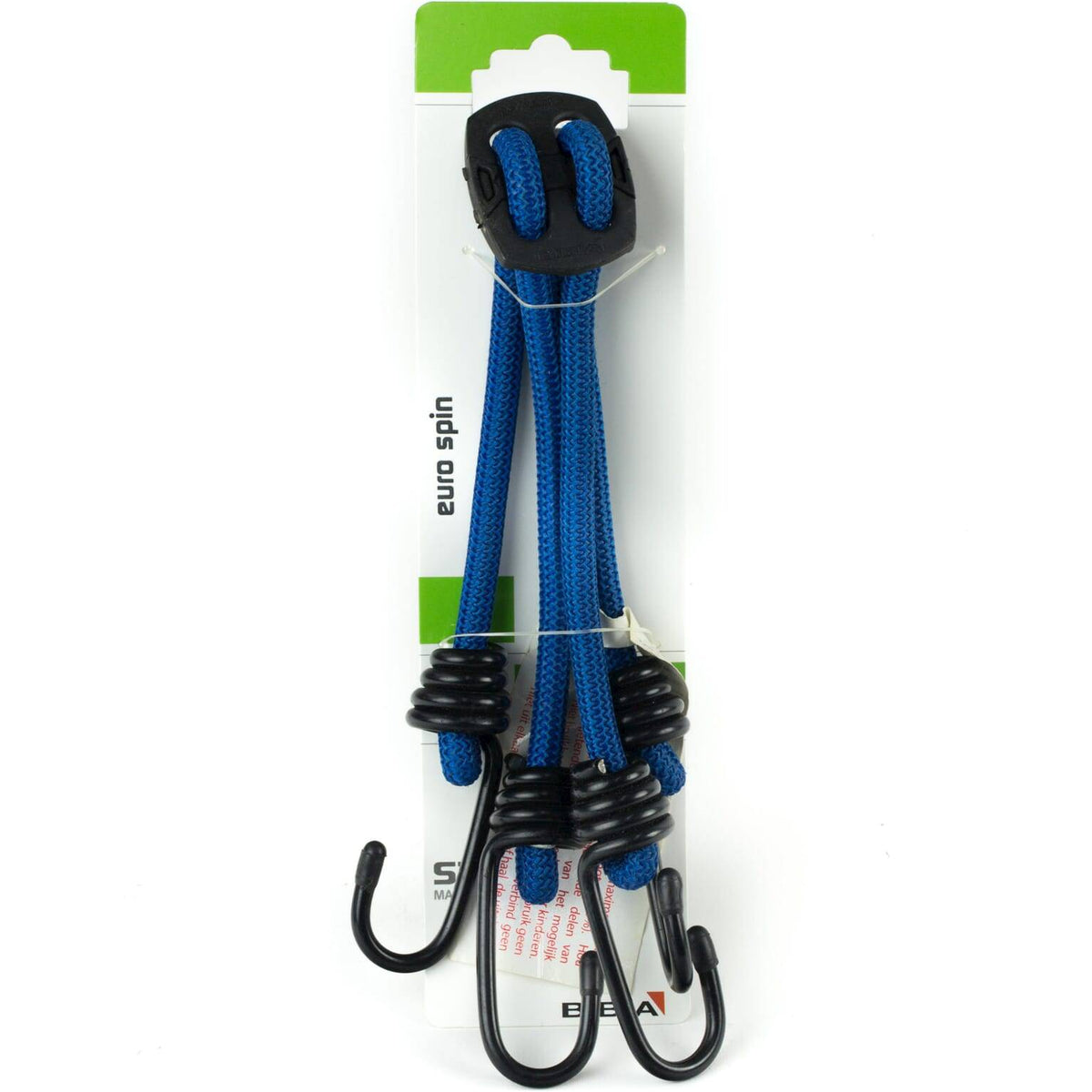 Blauwe Bibia Spinbinder Euro 4-10-50 snelbinders op kaart, geschikt voor fietskabels en accessoires.