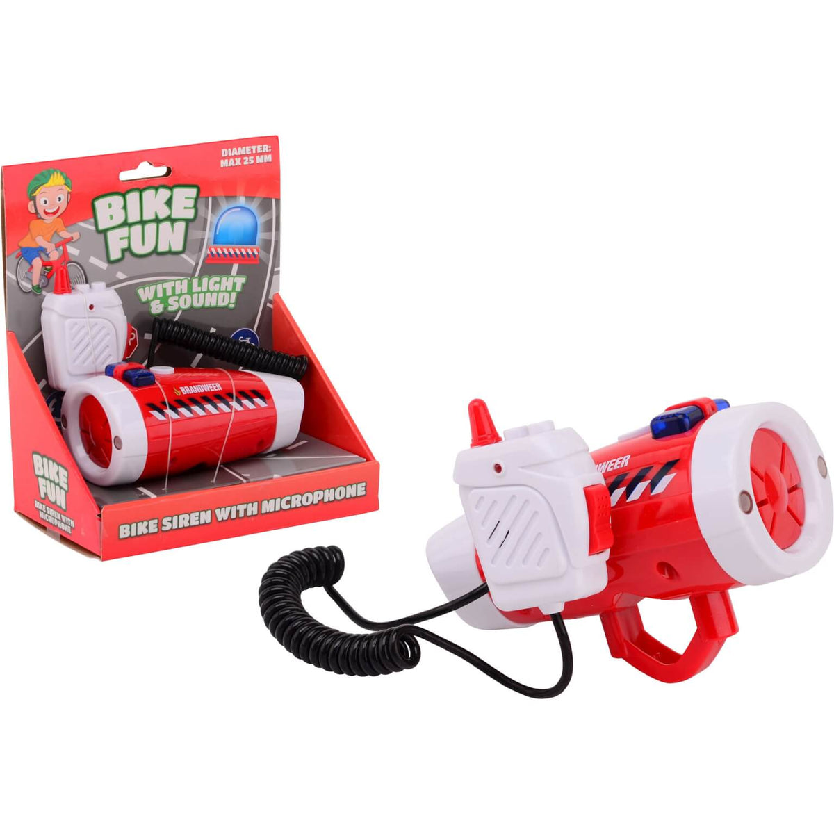 Kindersirene en fietslamp van Bike Fun met microfoon, kleurrijk speelgoed voor kinderen, geschikt voor fietstochten en speelpret