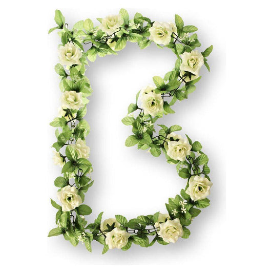 Bloemenguirland Basil Met Rozen, Groene Takjes En Gipskruid - Wit - Le coq wielerartikelen