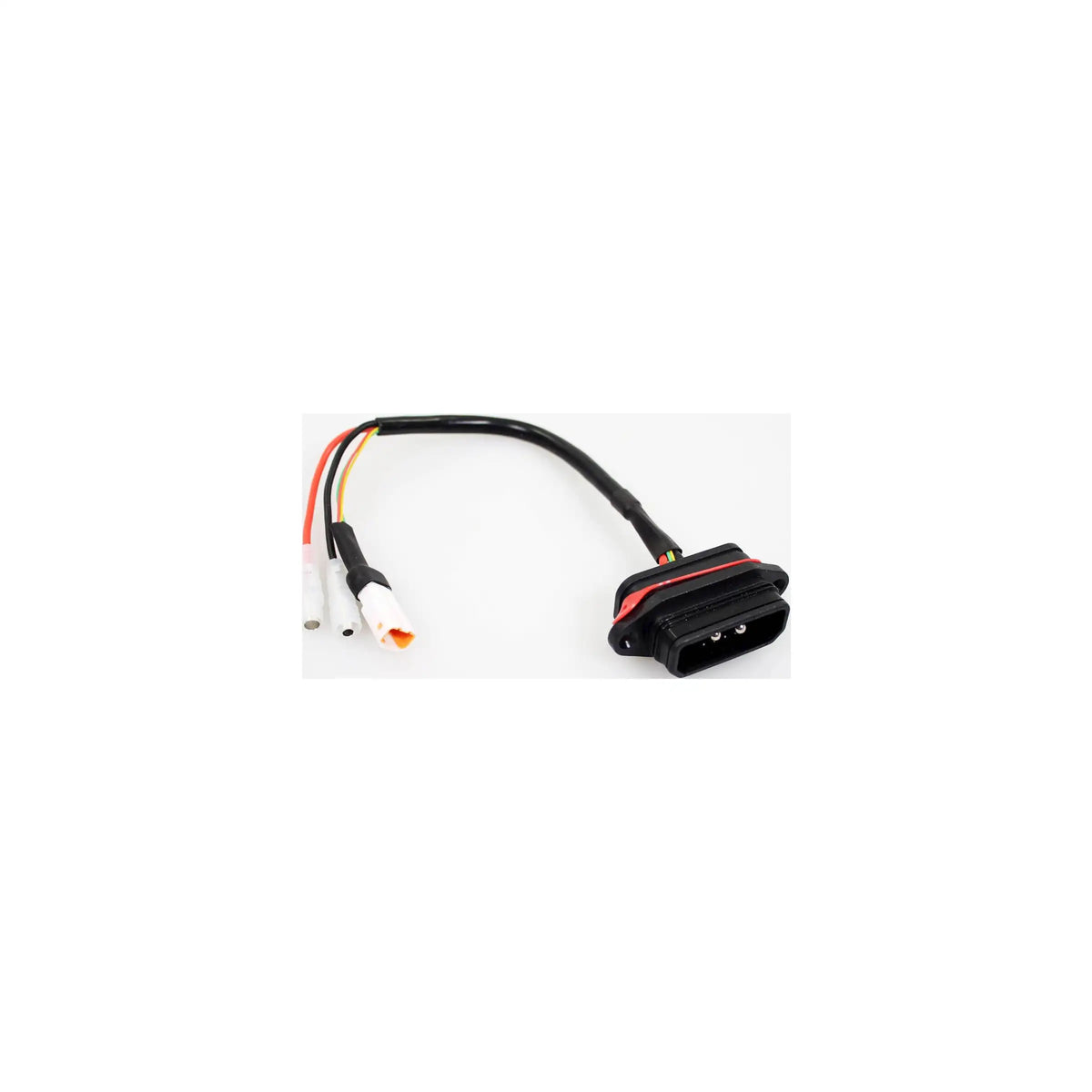 Bafang accu connector 200mm UART, close-up van het zwarte elektrische contact voor e-bike accu's en aansluitingen