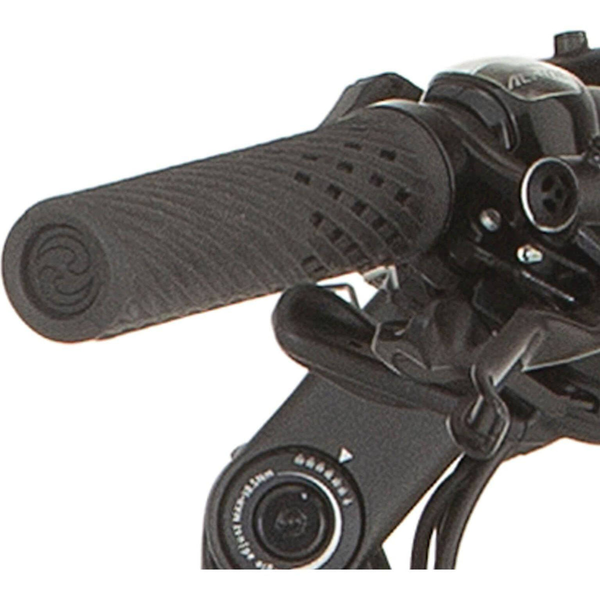 Zwarte Cortina Luna Lock rechter stuurhandvat voor fiets, compatibel met Luna Lock model, zichtbaar in de afbeelding.