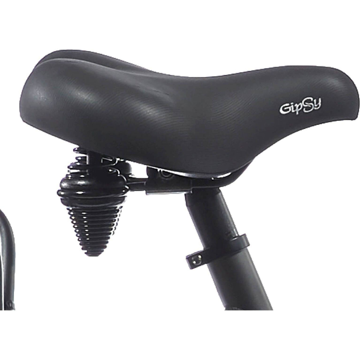 Cortina Gipsy Carbonium stadsfiets en E-bike zadel, zwart en ergonomisch ontworpen voor comfort en duurzaamheid.