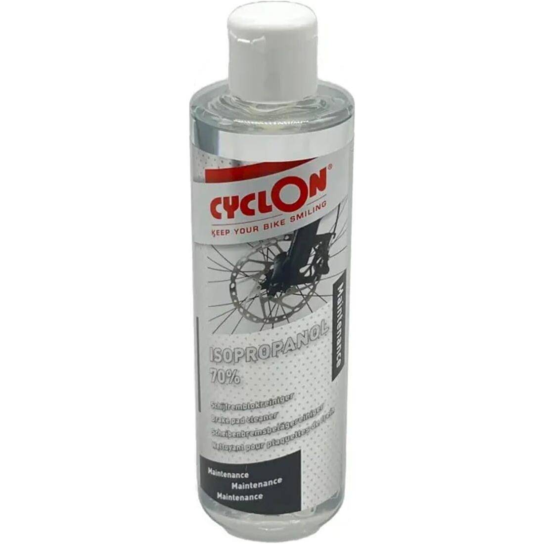 CyclOn isopropanol 250 ml rempadreiniger met 70% alcohol, geschikt voor bescherming en reiniging van remsystemen.