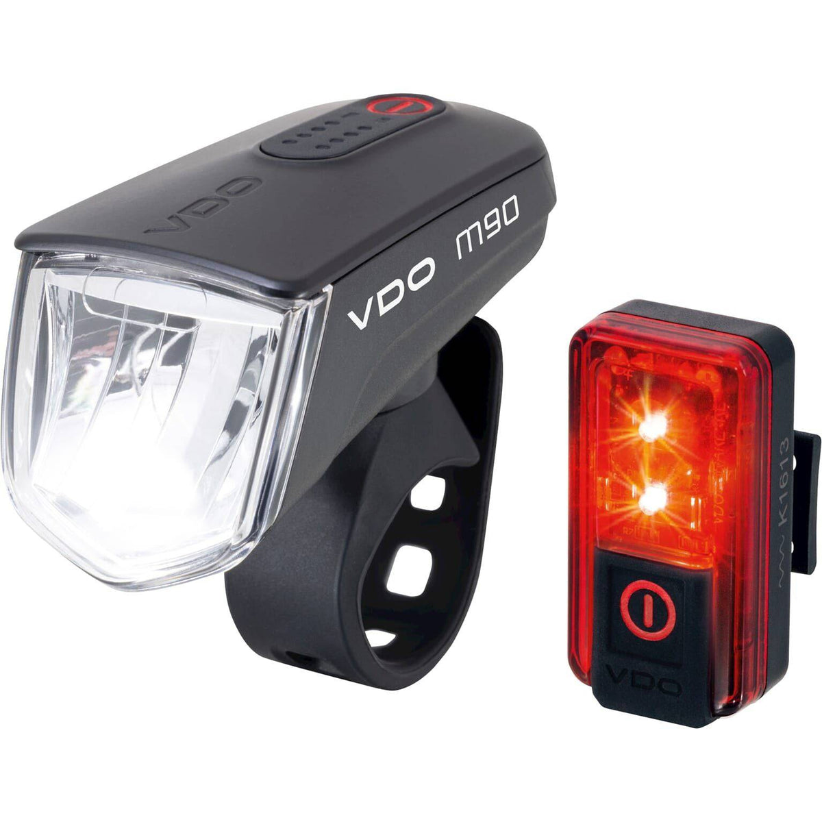Vdo M90 Fl verlichtingsset met rode plus RL, inclusief lampen en accessoires voor autoverlichting, op een witte achtergrond