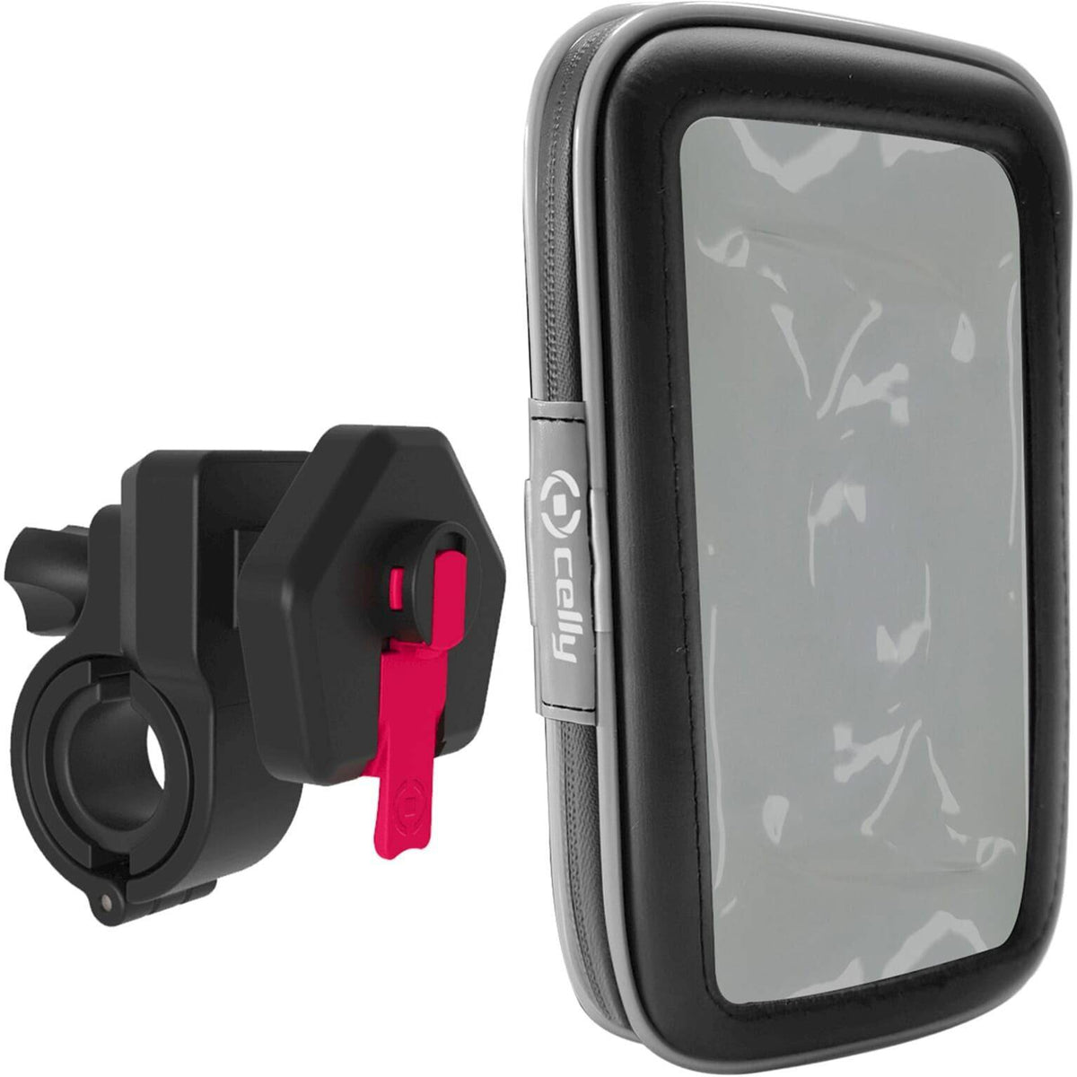 Celly Snap fiets telefoonhouder inclusief telefoonhoes, universeel ontwerp, geschikt voor diverse smartphones, zwart, XXL formaat.
