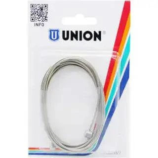 Union Rem Binnenkabel 19 draads met 2 RVS nippels, stevige remkabel voor binnengebruik, zichtbaar met metalen onderdelen.