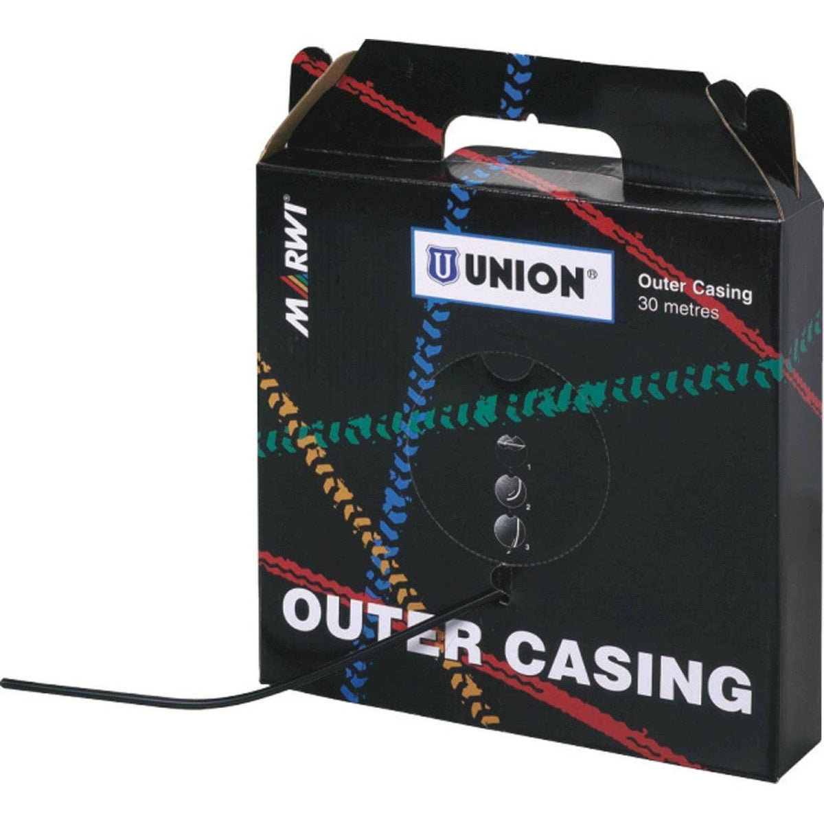 Zwarte Union schakel buitenkabel, 4 mm diameter, 30 meter lang, geïsoleerd voor veilige elektrische aansluiting.