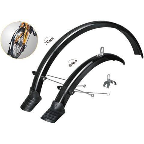 Zwart Mirage spatbordenset 20 inch met 5 cm breedte en bevestigingsmateriaal voor fiets, geschikt voor mountainbike of racefiets