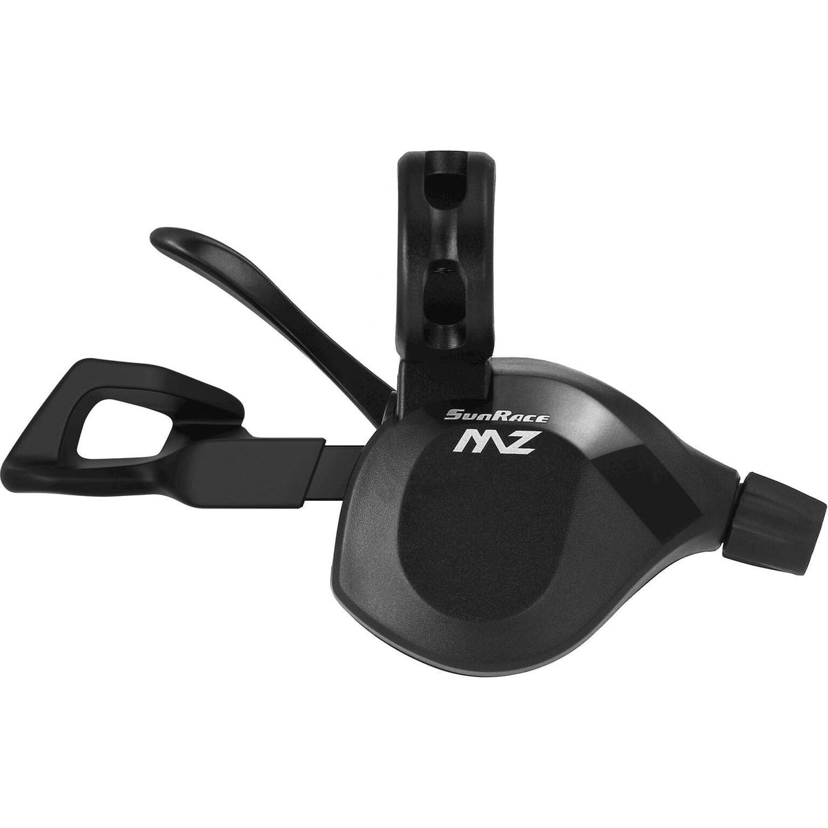 Sunrace 12-speed DLM33N R shifters voor Shimano, close-up van de gearversteller met bedieningsknoppen en merknaam