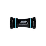 Zwarte Elvedes Trapas cupset Threadfit Shimano Italiaans Race, geschikt voor racefietsen, toont het crankstel en pedalen.
