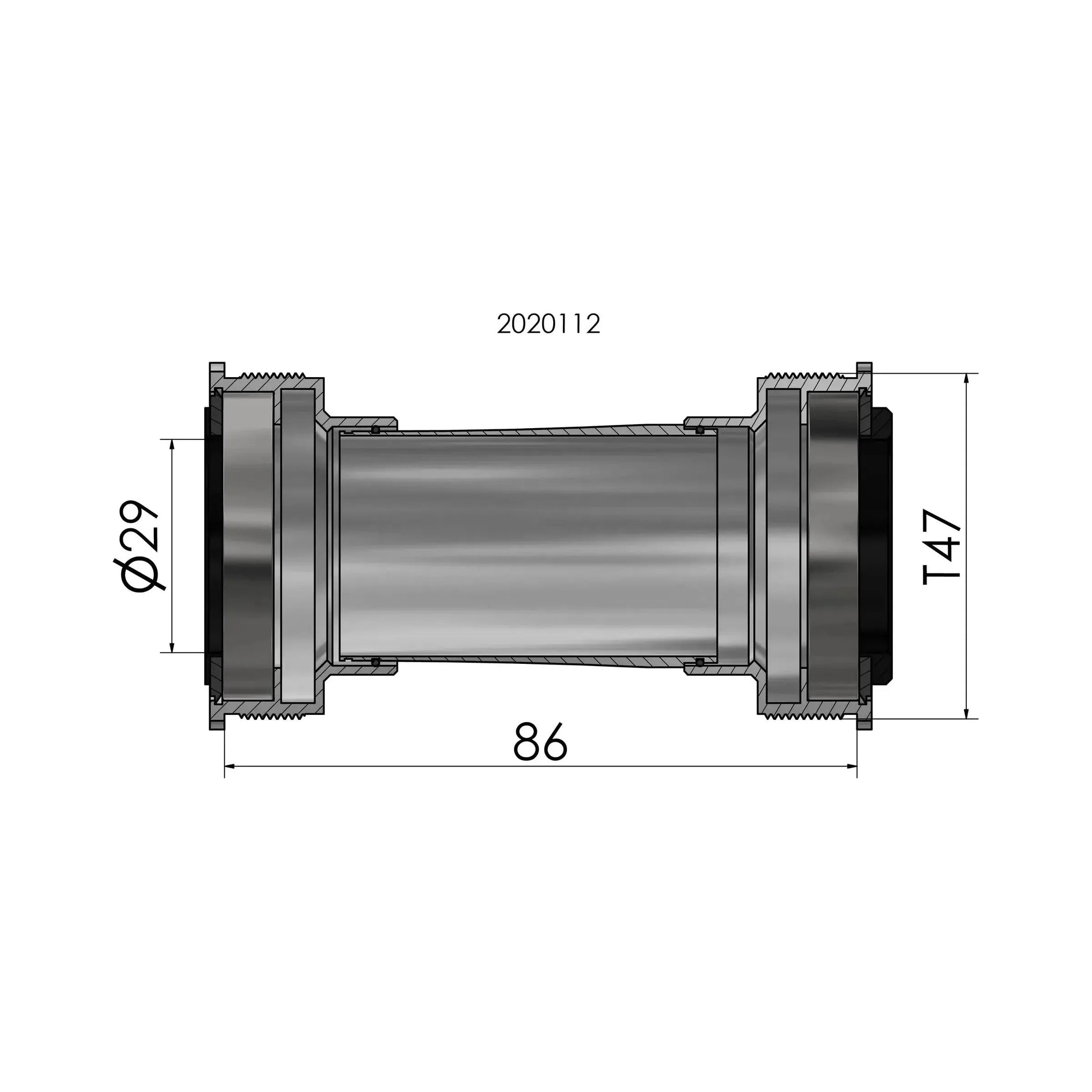Elvedes Trapas Cupset Threatfit T47 DUB 86mm - Zwart - Le Coq Wielerartikelen